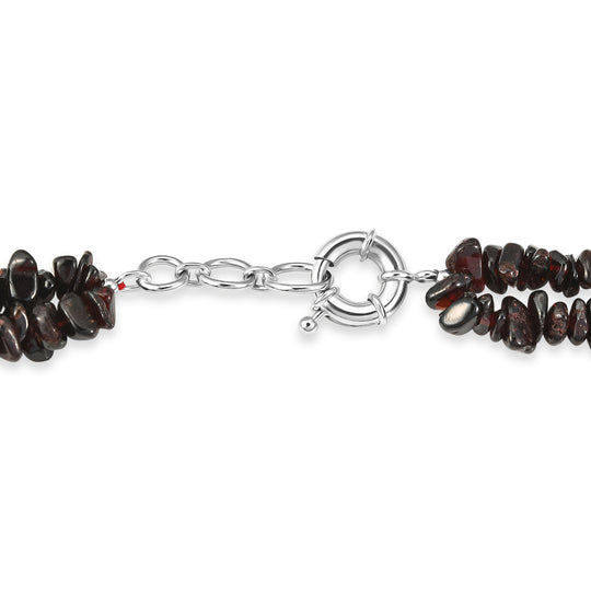 Roter Granat, Karneol Halskette ca. 50 cm Nickelfreies Messing Platiniert ca. 555.00 ct
