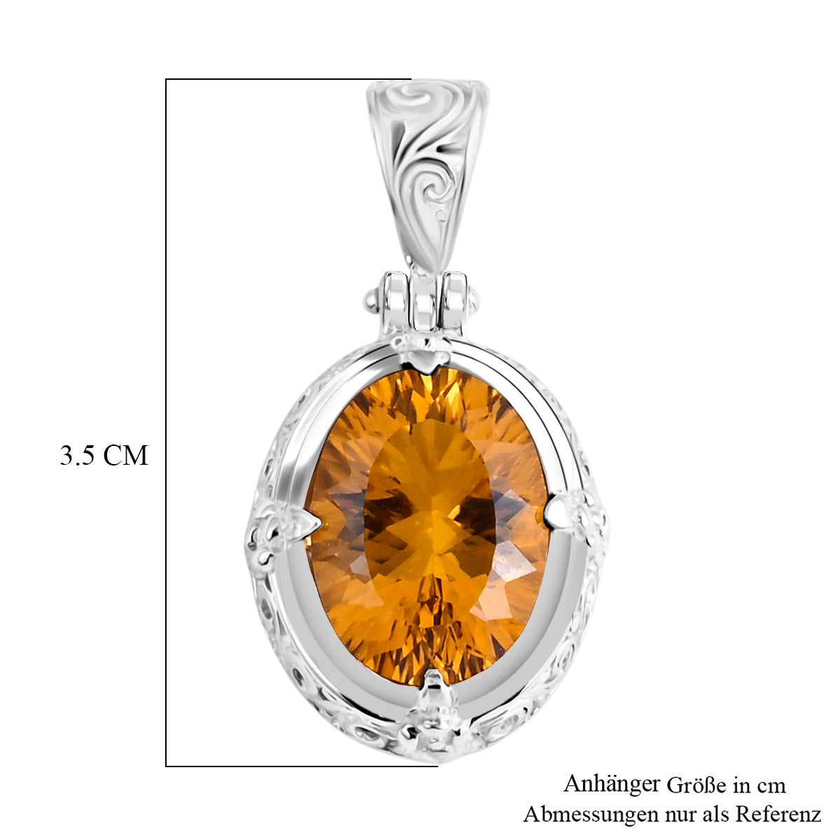 D'Joy AA Citrin (16x12mm) Anhänger 925 Silber ca. 8.48 ct