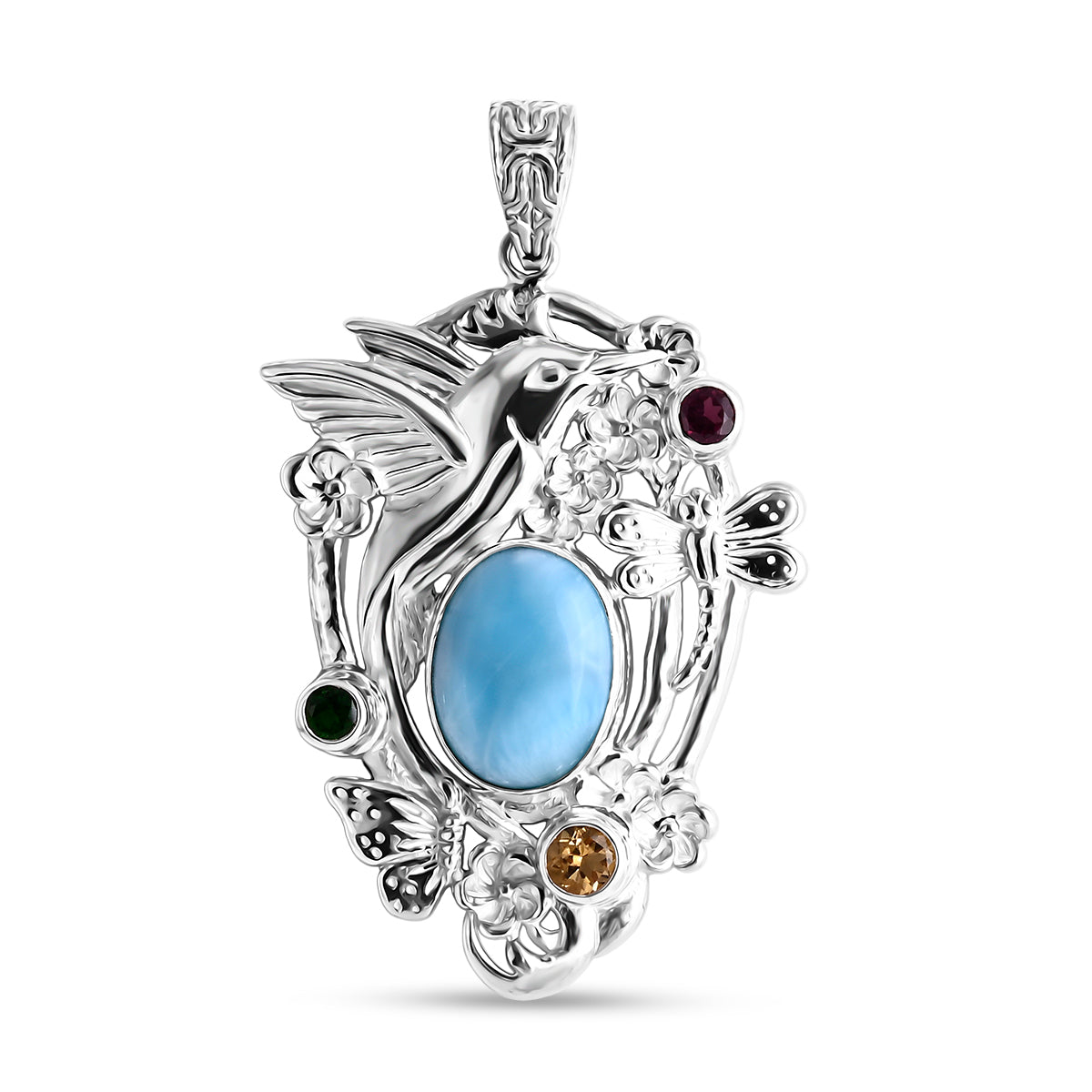 D'Joy Larimar, Citrin Anhänger 925 Silber ca. 11,69 ct.