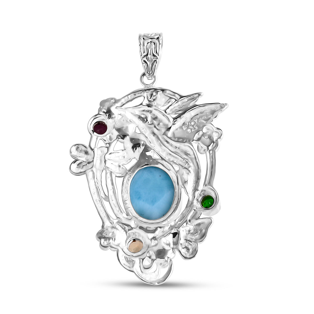 D'Joy Larimar, Citrin Anhänger 925 Silber ca. 11,69 ct.