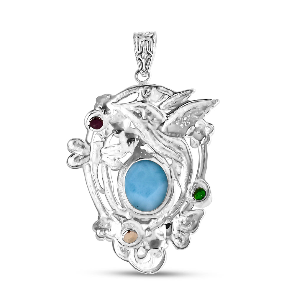D'Joy Larimar, Citrin Anhänger 925 Silber ca. 11,69 ct.