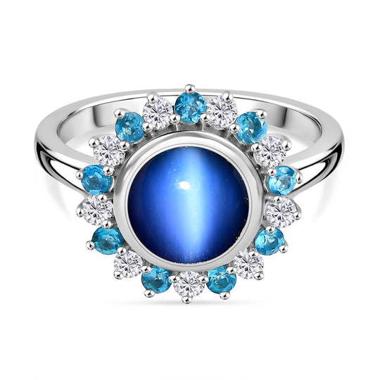 D'Joy Aurora Mondstein, Weißer Zirkon Ring 925 Silber rhodiniert (Größe 19.00) ca. 2,99 ct