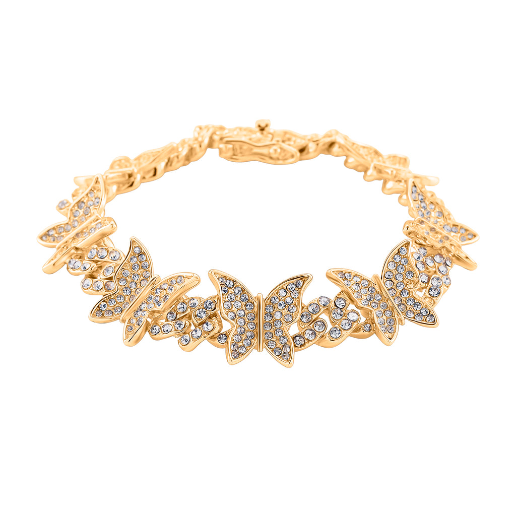 Weißer Kristall Armband ca. 19 cm, Goldfarben