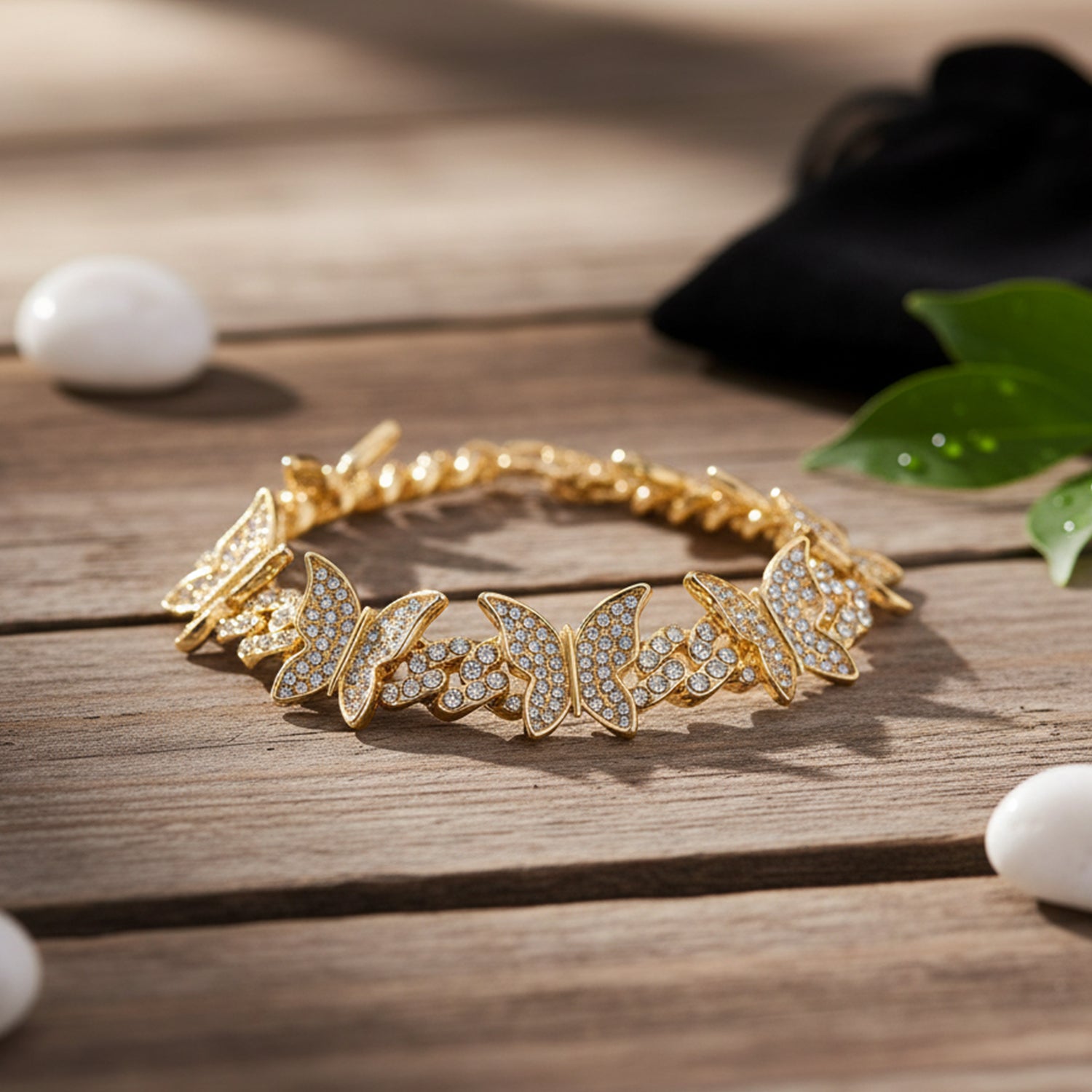 Weißer Kristall Armband ca. 19 cm, Goldfarben