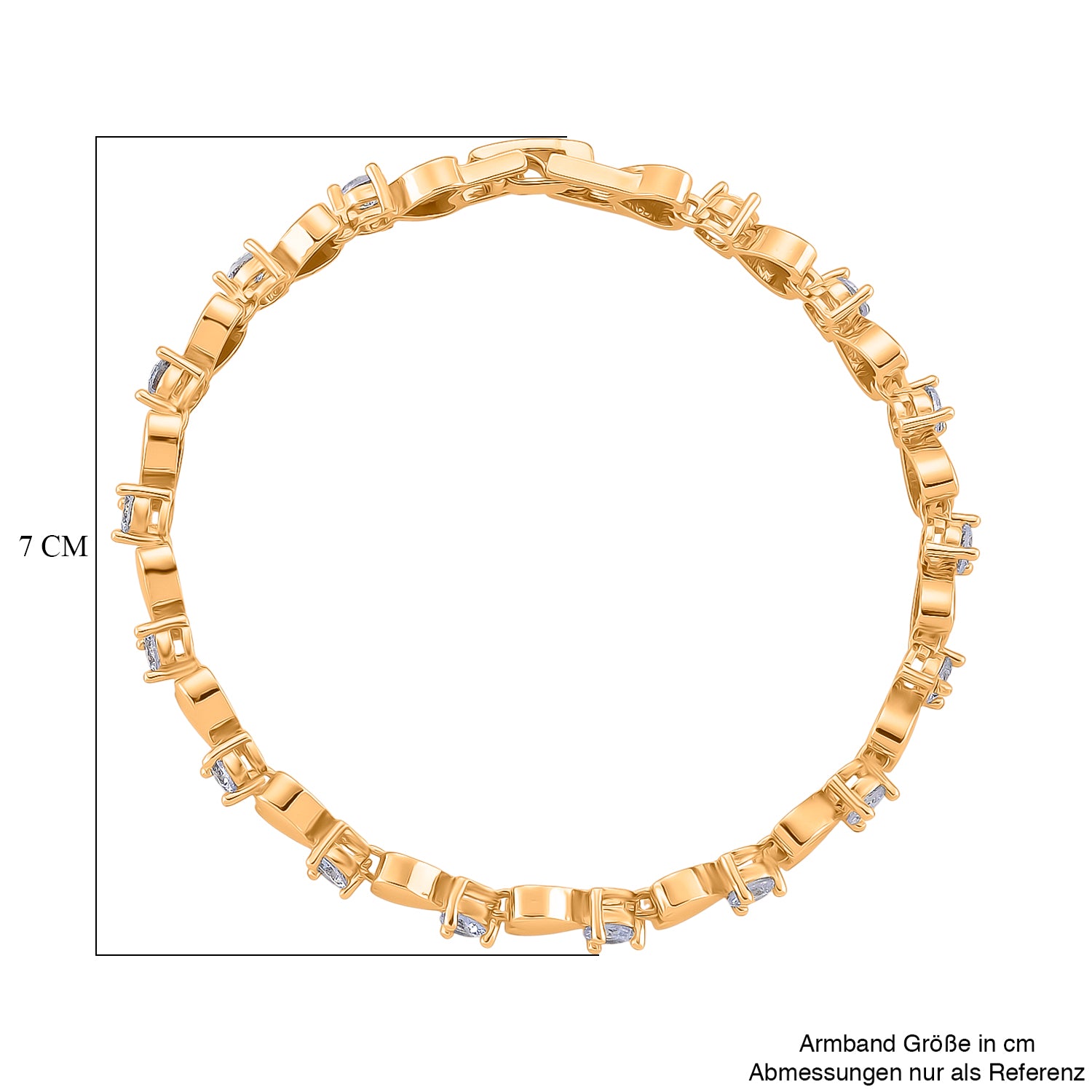 Weißer Kristall Armband ca. 19 cm, goldfarben