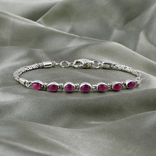 D'Joy Royal Bali Afrikanischer Rubin (Fissure gefüllt) Armband ca. 19 cm 925 Silber ca. 5.32 ct