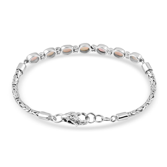 D'Joy Royal Bali Natürlicher, äthiopischer Welo Opal Armband ca. 19 cm 925 Silber ca. 2.28 ct