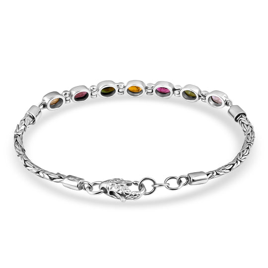 D'Joy Royal Bali Mehrfarbig-Turmalin Armband ca. 19 cm 925 Silber ca. 3.13 ct