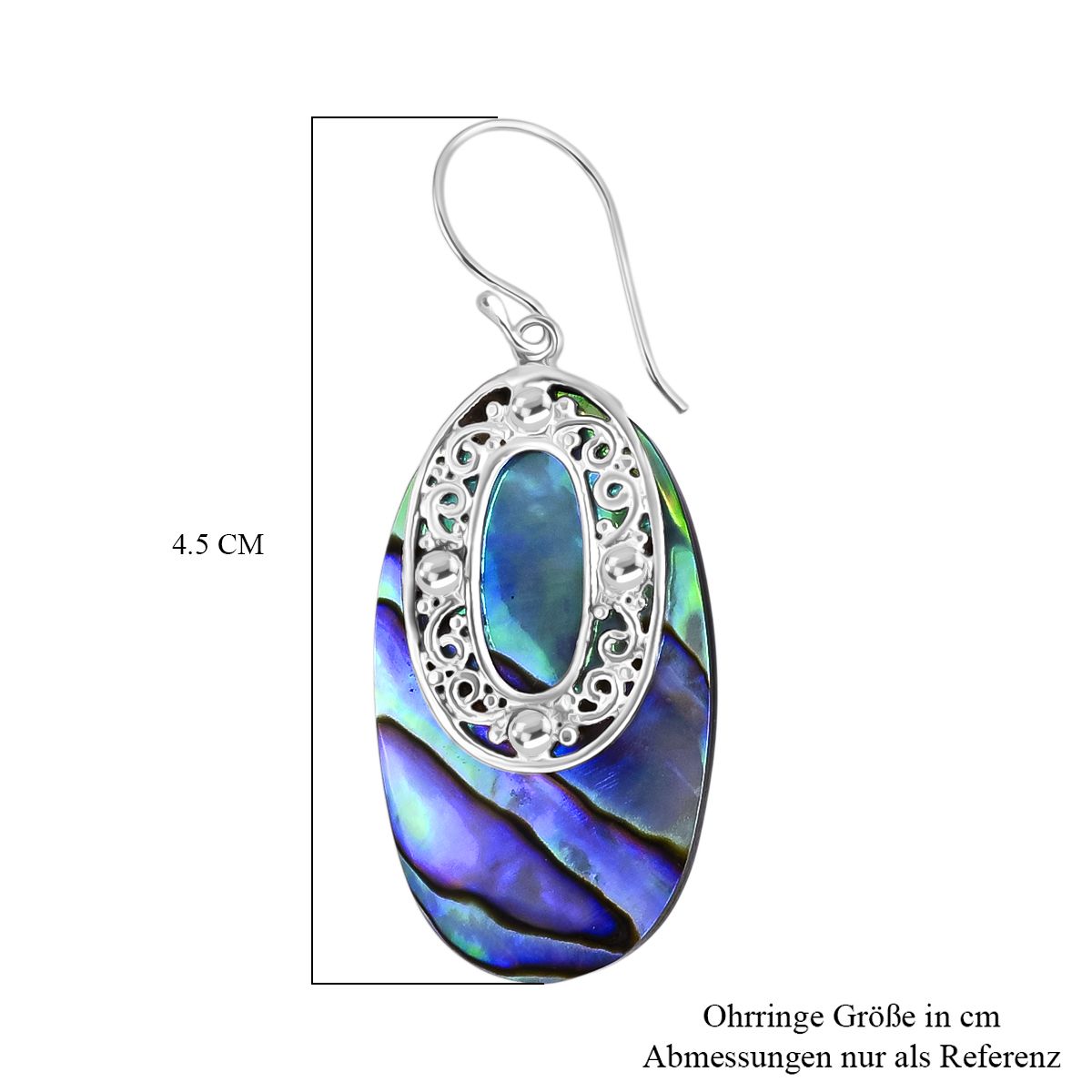 Abalone Muschel Ohrringe 925 Silber ca. 0,01 ct.