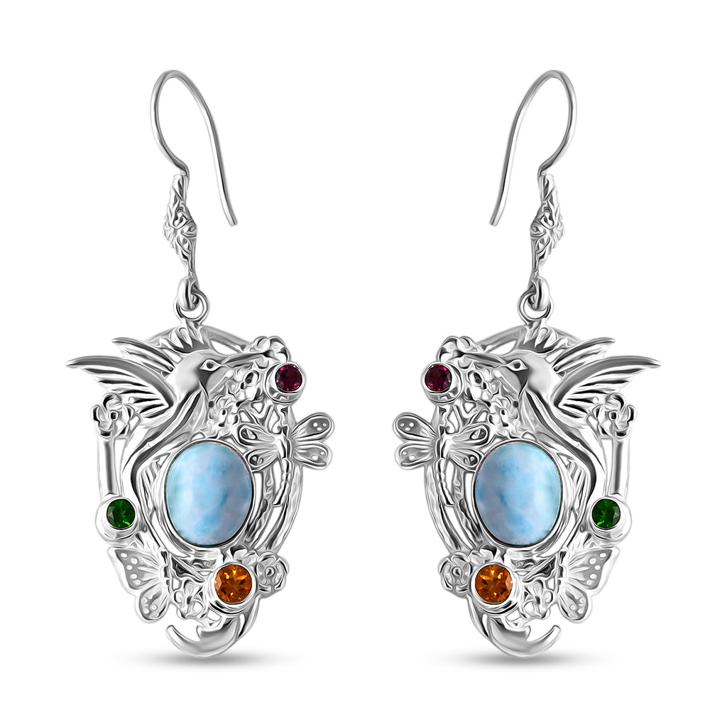 D'Joy Royal Bali Larimar, Citrin Ohrringe 925 Silber ca. 9.76 ct