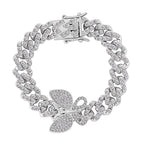 DESIGNER INSPIRIERT Weißer Kristall Armband ca. 19 cm, Silberfarben