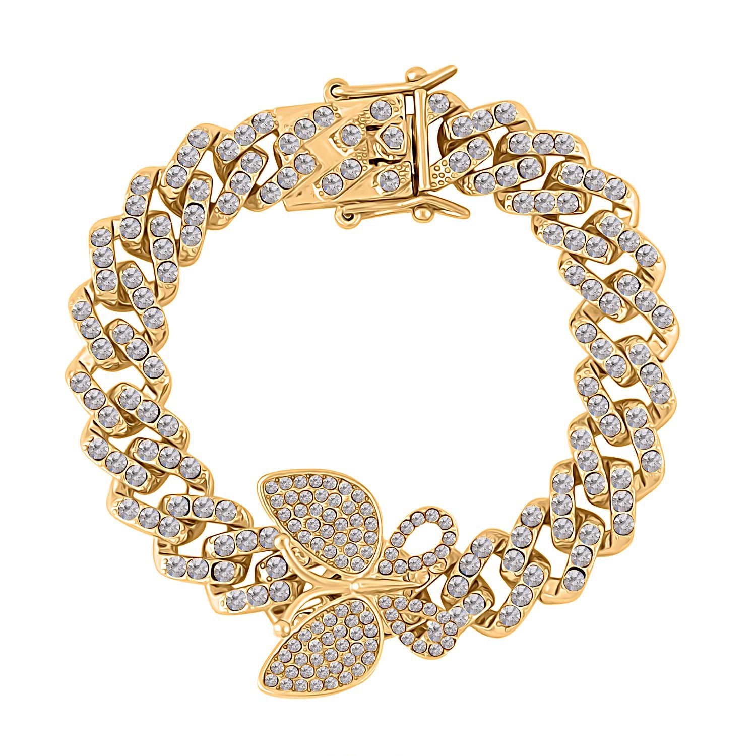 DESIGNER INSPIRIERT Weißer Kristall Armband ca. 19 cm, goldfarben
