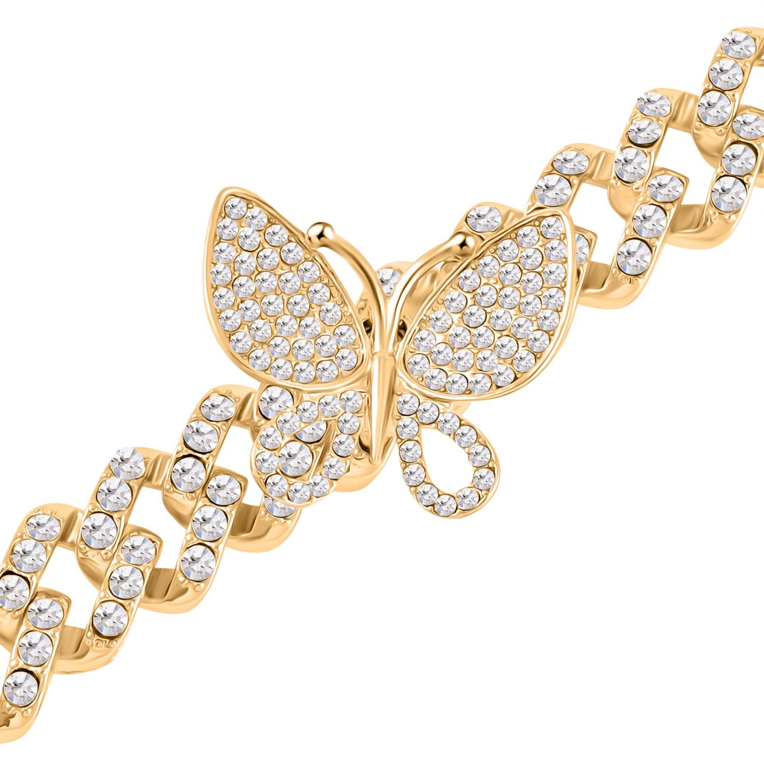 DESIGNER INSPIRIERT Weißer Kristall Armband ca. 19 cm, goldfarben