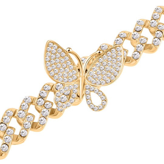 DESIGNER INSPIRIERT Weißer Kristall Armband ca. 19 cm, goldfarben