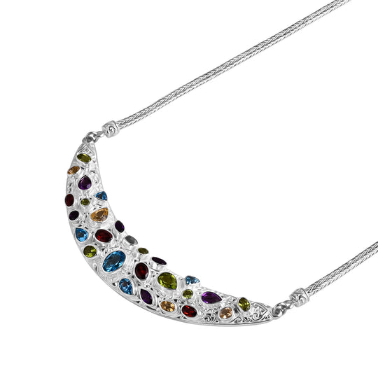 D'Joy Royal Bali Schweizer Blautopas, Peridot Halskette ca. 50 cm 925 Silber ca. 10.06 ct