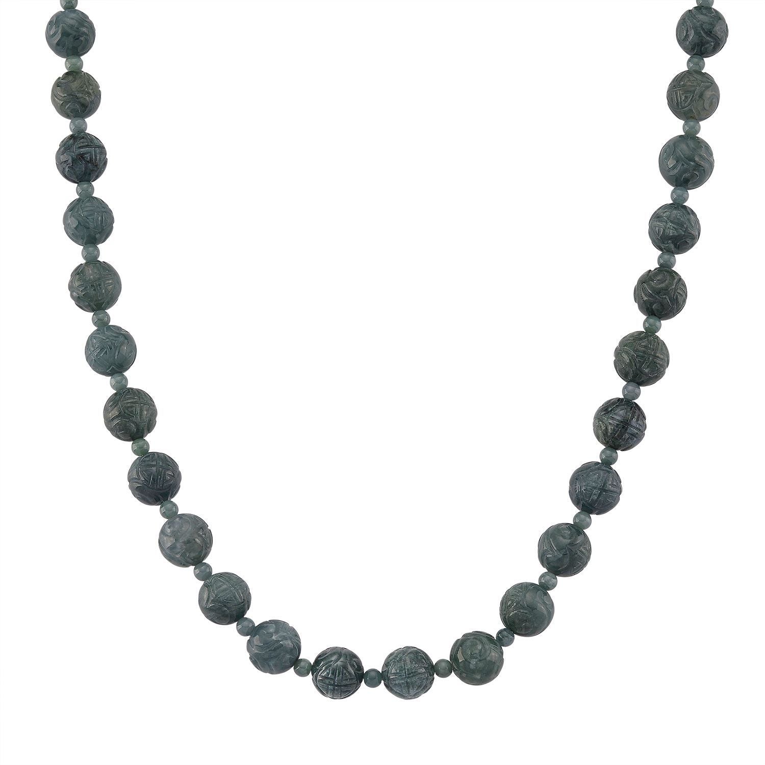 D'Joy EXTREM SELTEN - Natürlicher Olmek Jadeit Halskette, ca. 45 cm + 5cm Extender, 925 Silber rhodiniert ca. 400.00 ct