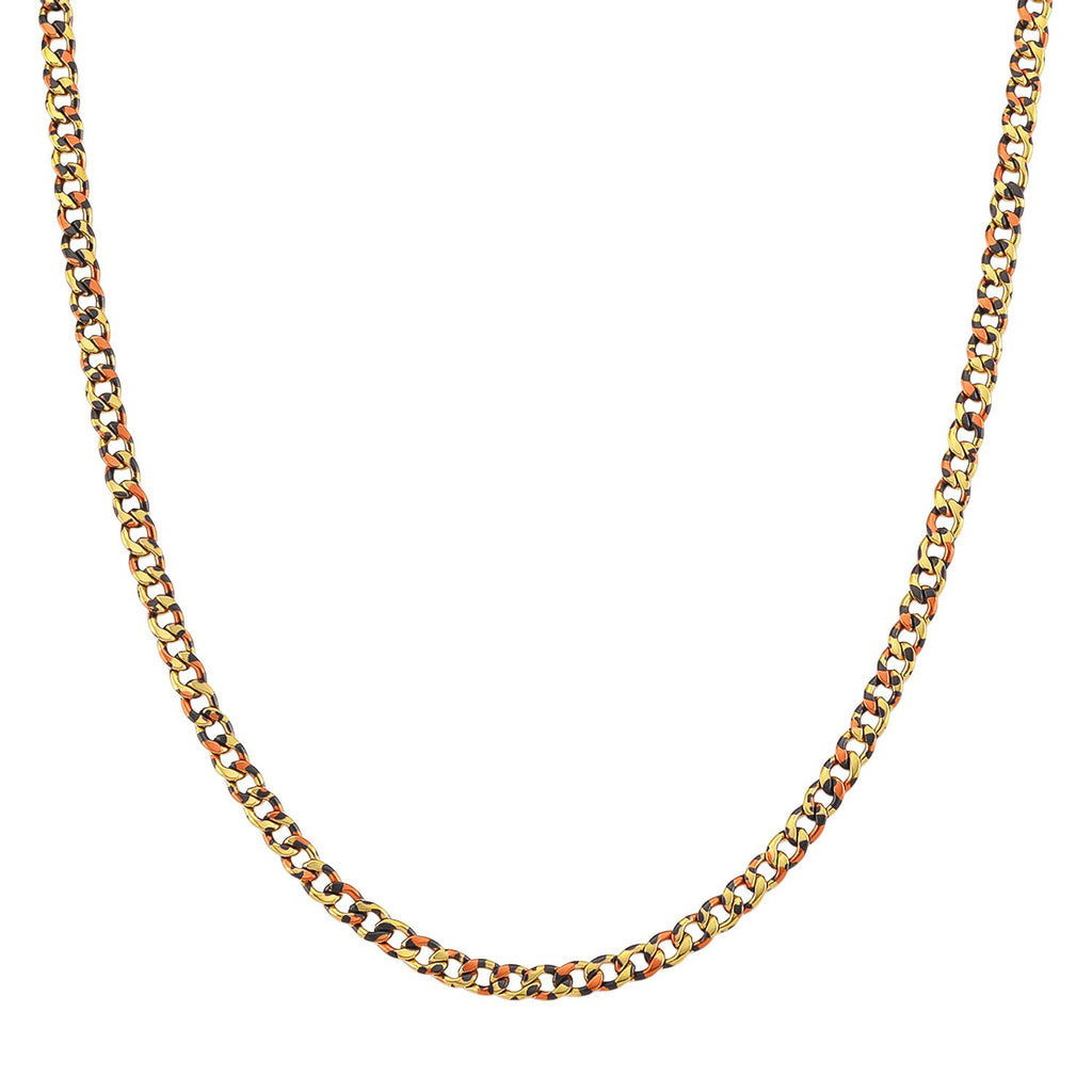 Leoparden-Print Panzer Halskette aus 316L Edelstahl mit Goldplattierung, ca. 50 cm + 5 cm Extender