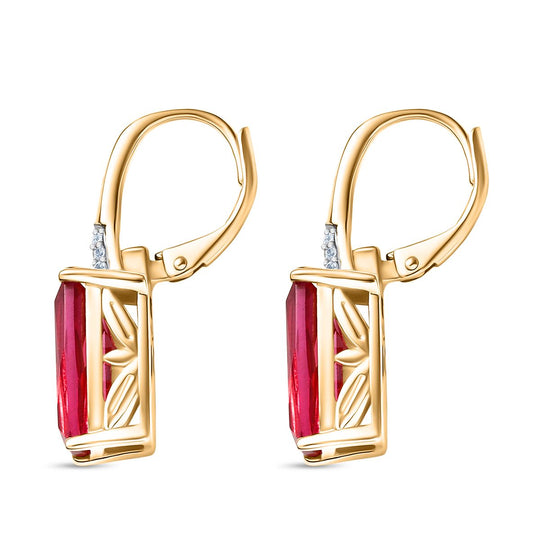 D'joy Lab Grown Padparadscha-Saphir, Weißer Zirkon Ohrringe 925 Silber 750 Gelbgold Vermeil ca. 5.43 ct
