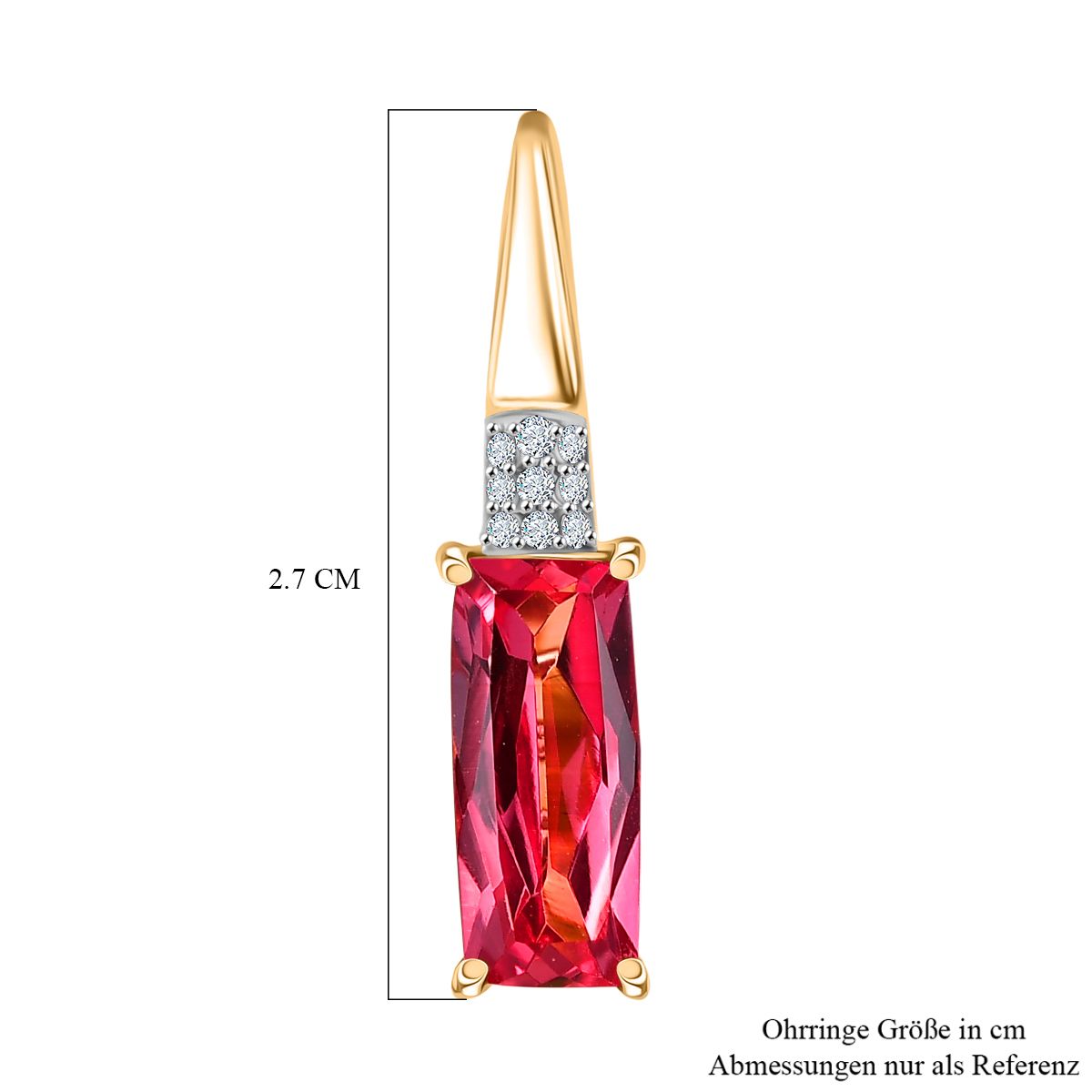 D'joy Lab Grown Padparadscha-Saphir, Weißer Zirkon Ohrringe 925 Silber 750 Gelbgold Vermeil ca. 5.43 ct