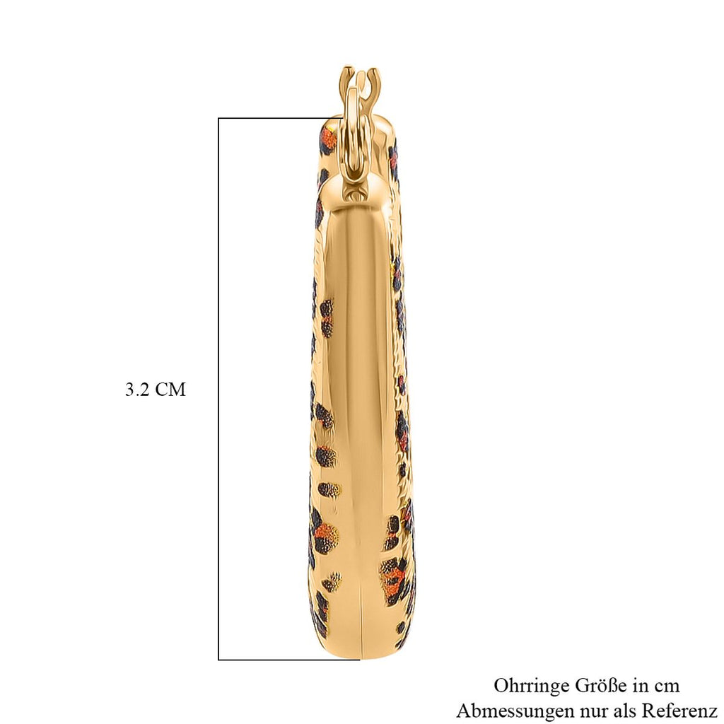 Rechteckige Creolen mit Leopardenmuster, 316L Edelstahl, vergoldet, 7,50g