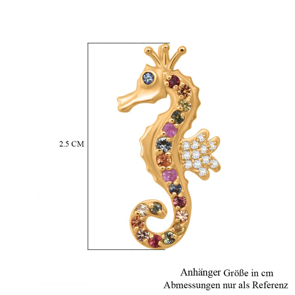 D'Joy AA Mehrfarbig Saphir Anhänger 925 Silber 750 Gelbgold Vermeil ca. 0,47 ct.