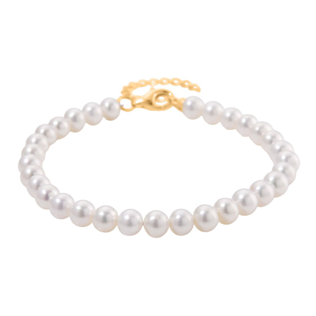D'Joy AAA Zhuji Akoya-Perle (5-6 mm) Armband ca. 18 cm mit 5 cm extender,  925 Silber vergoldet