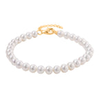 D'Joy AAA Zhuji Akoya-Perle (5-6 mm) Armband ca. 18 cm mit 5 cm extender,  925 Silber vergoldet
