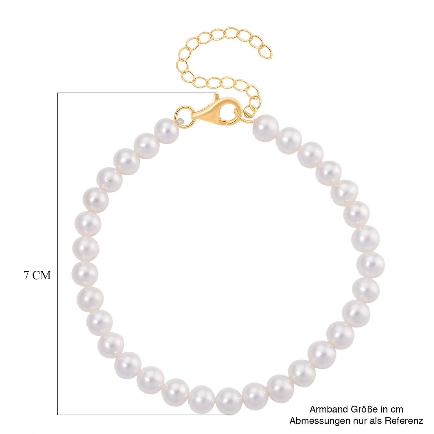 D'Joy AAA Zhuji Akoya-Perle (5-6mm) 18+5cm Armband, 925 Silber 585 vergoldet
