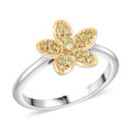 LUXURIANT DIAMOND - Lab Grown Gelb Diamant VS-EF Ring 925 Silber Rhodiniert (Größe 17.00) ca. 0.25 ct