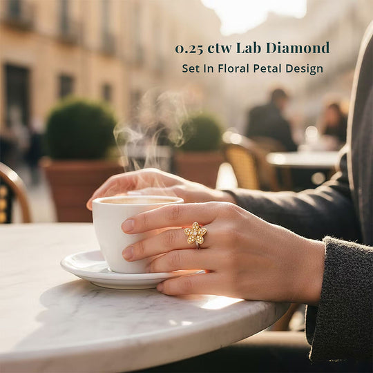 LUXURIANT DIAMOND - Lab Grown Gelb Diamant VS-EF Ring 925 Silber Rhodiniert (Größe 17.00) ca. 0.25 ct