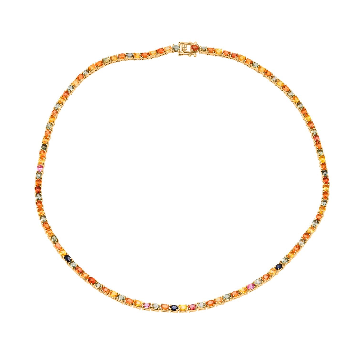 D'Joy AA Mehrfarbig Saphir Halskette ca. 45 cm 925 Silber 750 Gelbgold Vermeil ca. 26.44 ct
