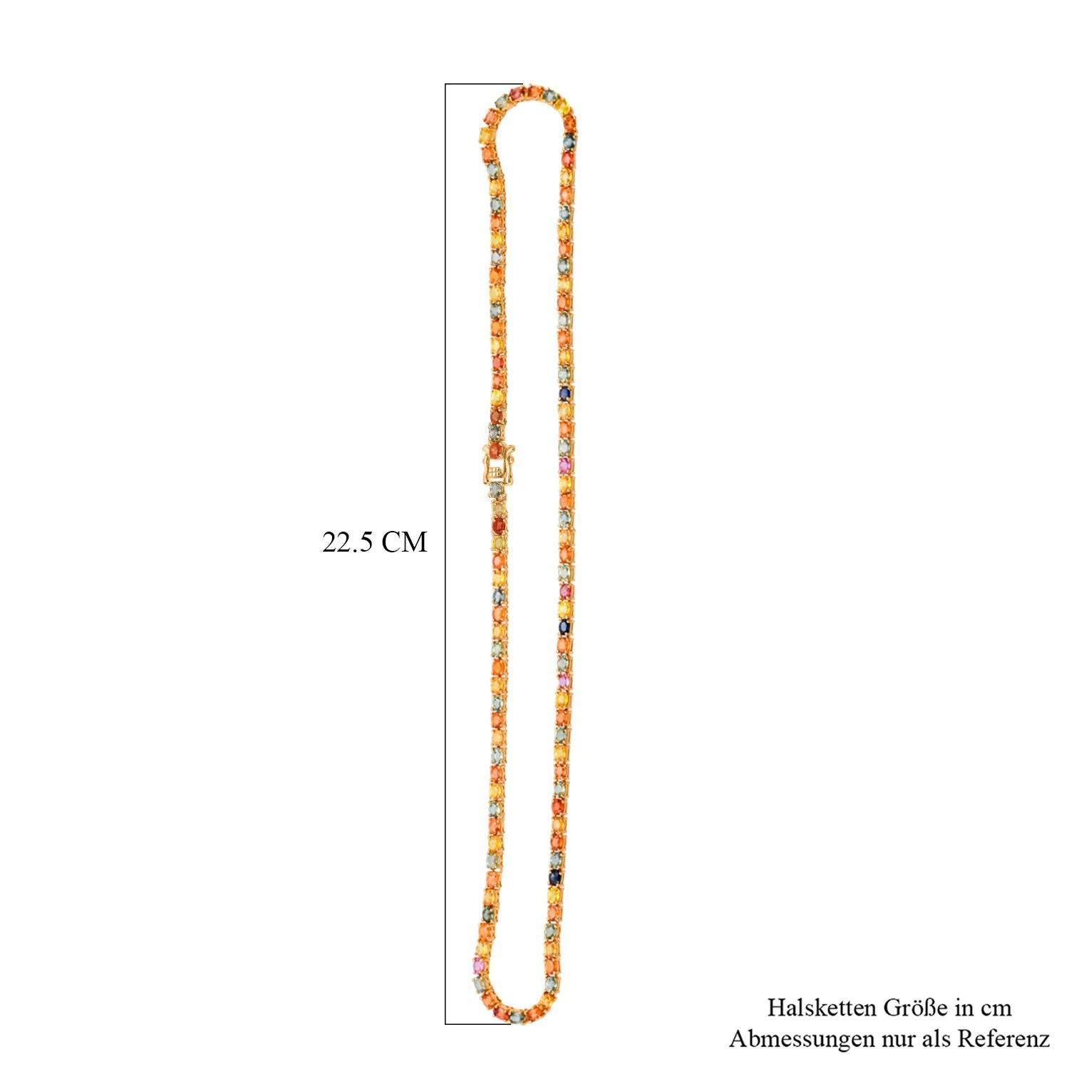 D'Joy AA Mehrfarbig Saphir Halskette ca. 45 cm 925 Silber 750 Gelbgold Vermeil ca. 26.44 ct