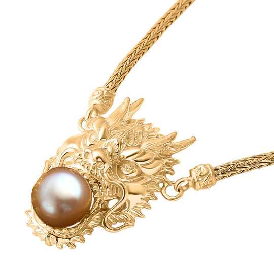 Royal Bali - DJoy AAA Goldene Südsee Perle (11-12 mm) Halskette ca. 45 cm, 925 Silber, Gold Vermeil 10.38 ct