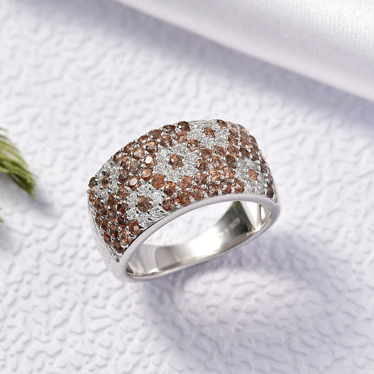 D'Joy Andalusit, Weißer Zirkon Ring 925 Silber rhodiniert (Größe 17.00) ca. 2.01 ct