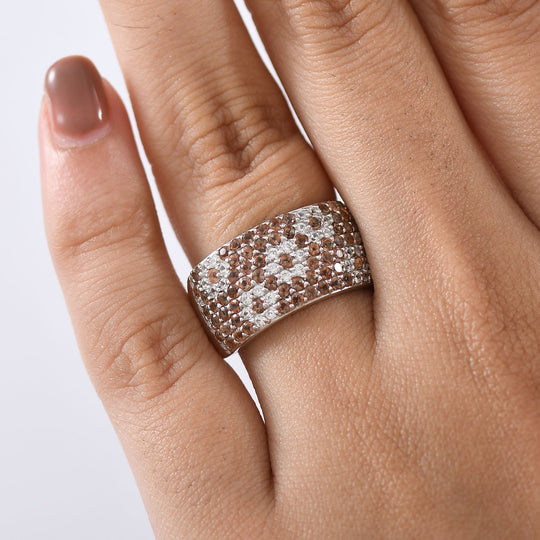 D'Joy Andalusit, Weißer Zirkon Ring 925 Silber rhodiniert (Größe 17.00) ca. 2.01 ct