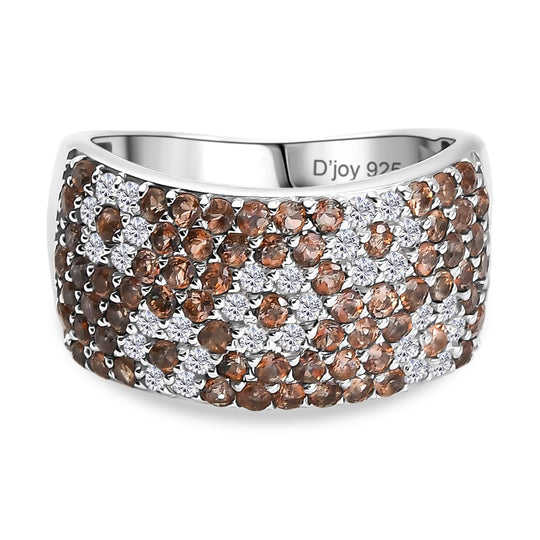 D'Joy Andalusit, Weißer Zirkon Ring 925 Silber rhodiniert (Größe 17.00) ca. 2.01 ct