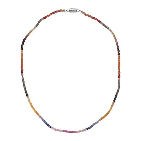 AA Mehrfarbig Saphir Halskette ca. 45 cm 925 Silber rhodiniert ca. 47,00 ct.