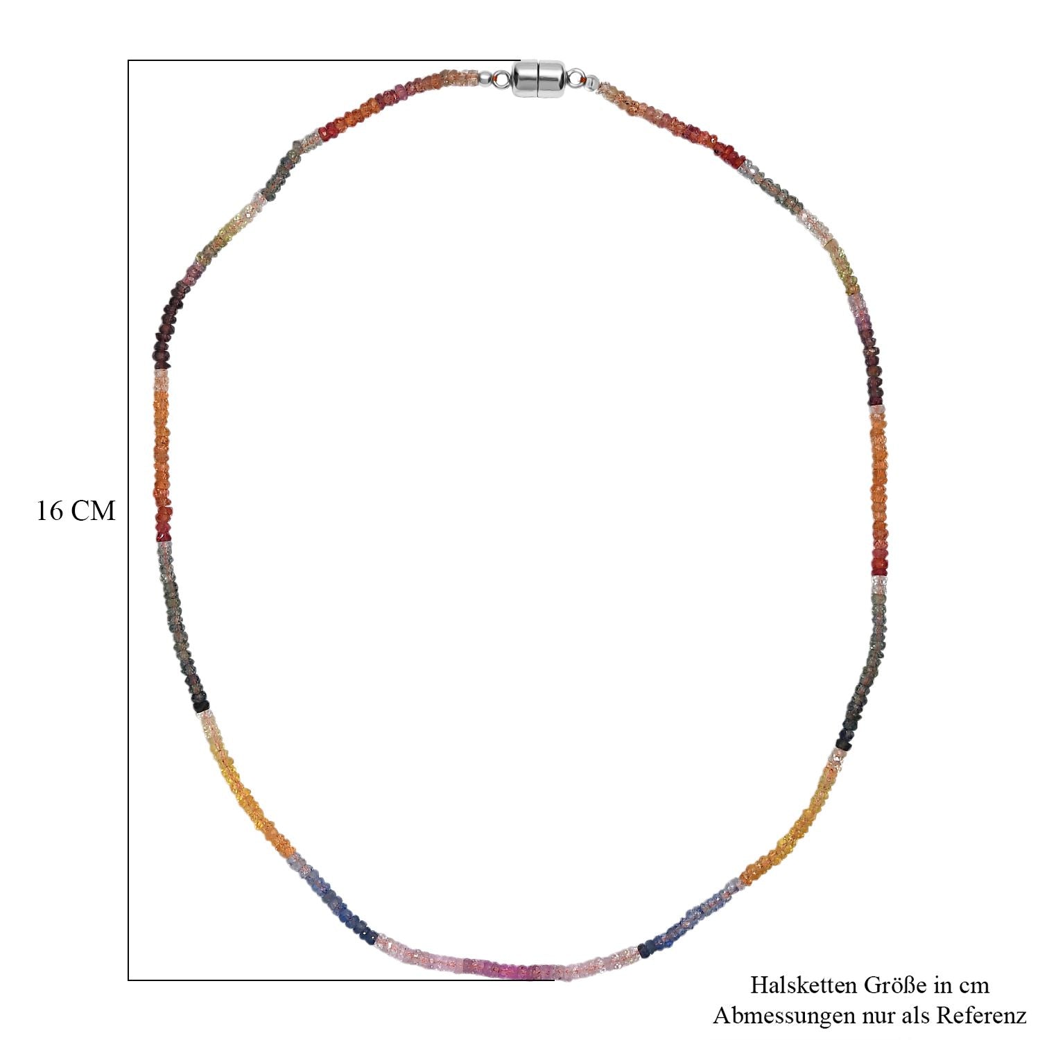 AA Mehrfarbig Saphir Halskette ca. 45 cm 925 Silber rhodiniert ca. 47,00 ct.