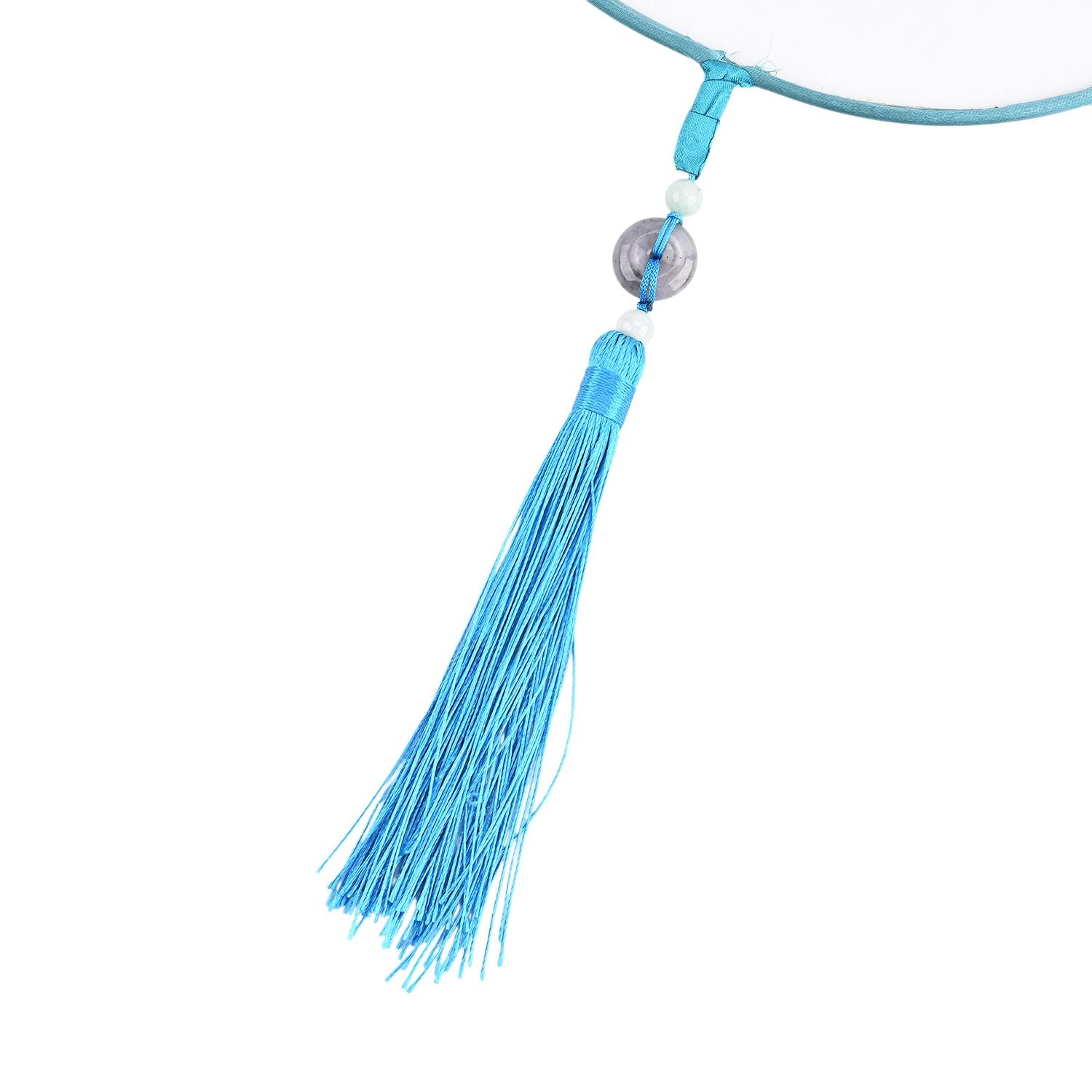 LIVMORE - Handstickerei-Wanddekoration aus 100% Seide mit Jade-Quaste, 20 cm, Pfau-Motiv