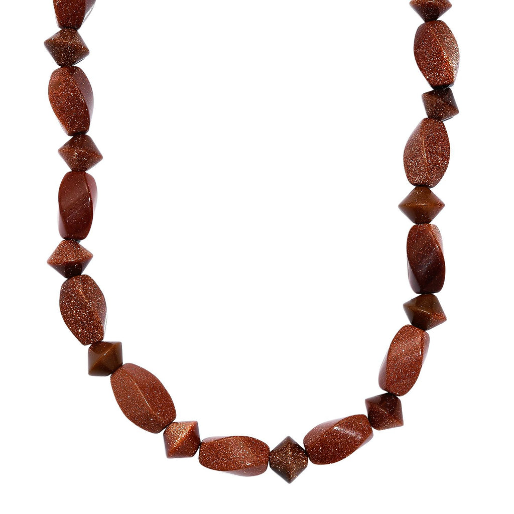 Gold Sandstein Halskette ca. 45 cm Nickelfreies Messing platiniert ca. 220.00 ct