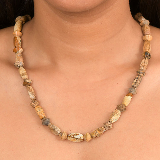 Bild Jasper Halskette ca. 45 cm Nickelfreies Messing platiniert ca. 195.00 ct