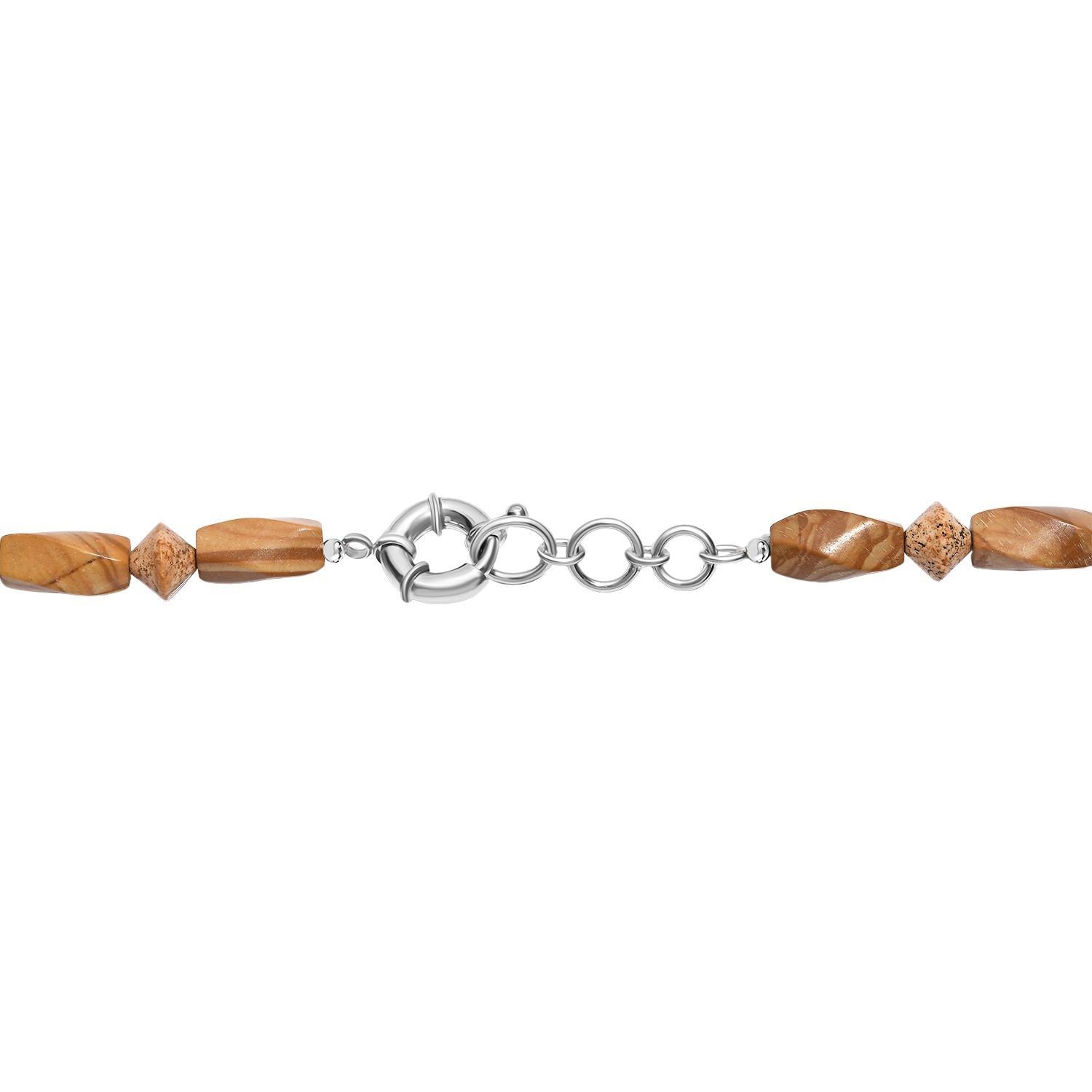 Erdnuss Holz Jaspis Halskette ca. 45 cm Nickelfreies Messing platiniert ca. 220.00 ct
