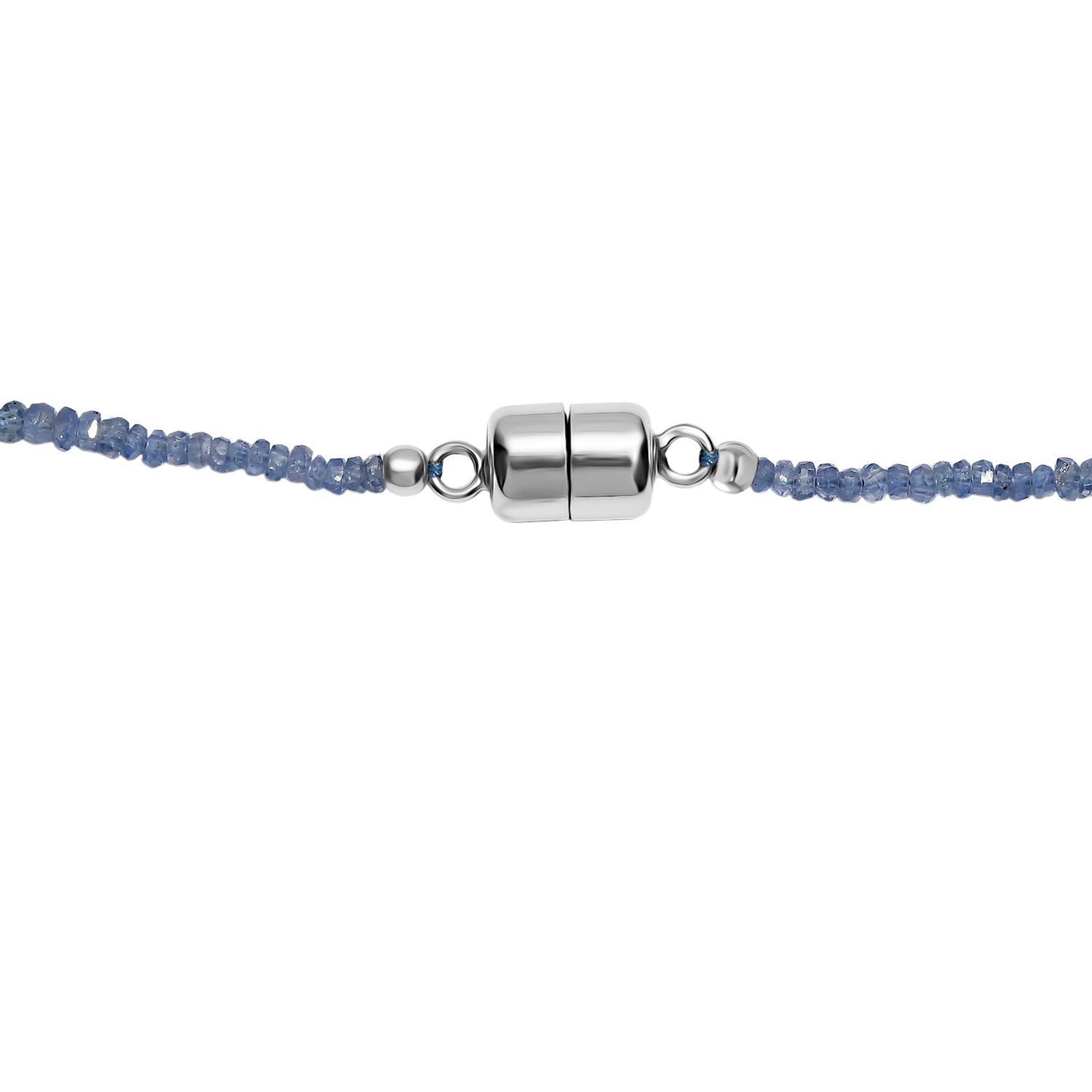 AA Ceylon-Saphir Halskette ca. 45 cm 925 Silber rhodiniert ca. 43,00 ct.