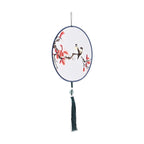 LIVMORE - Handstickerei-Wanddekoration aus 100% Seide mit Jade-Quaste, 20 cm, Vogel- und Blüten-Motiv