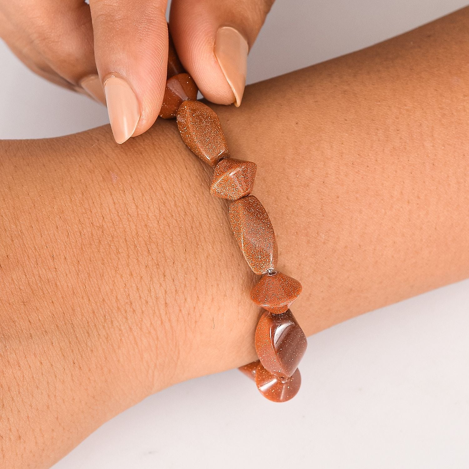 Gold Sandstein Armband Flexibel (18 cm), ca. 100.00 ct