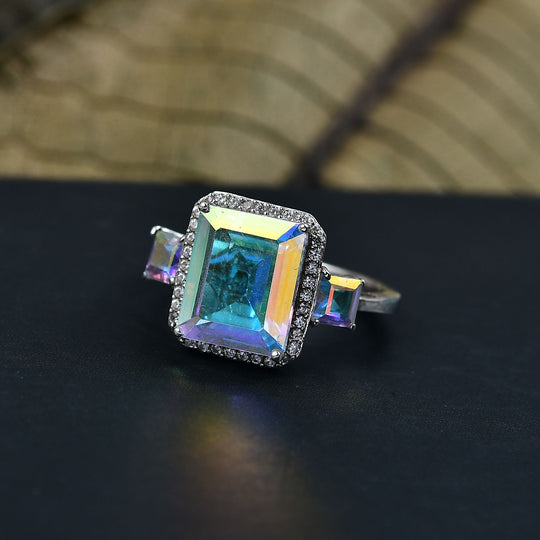 D'Joy Merkur mystischer Topas Ring 925 Silber Rhodiniert (Größe 19.00) ca. 6,55 ct