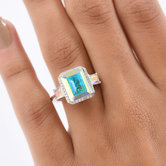D'Joy Merkur mystischer Topas Ring 925 Silber Rhodiniert (Größe 19.00) ca. 6,55 ct
