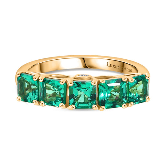 LUXURIANT - AAA Lab Grown Kolumbianischer Smaragd, Lab Grown Diamant Ring 925 Silber rhodiniert (Größe 17.00) ca. 1.60 ct