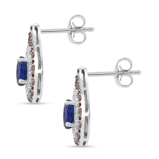 D'Joy Masoala Saphir (Fissure gefüllt), Kaffee Zirkon Ohrringe 925 Silber rhodiniert ca. 2.73 ct