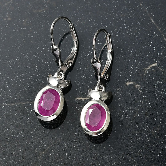 D'Joy Ilakaka Rosa Saphir (Fissure gefüllt) Ohrringe 925 Silber rhodiniert ca. 4,05 ct.